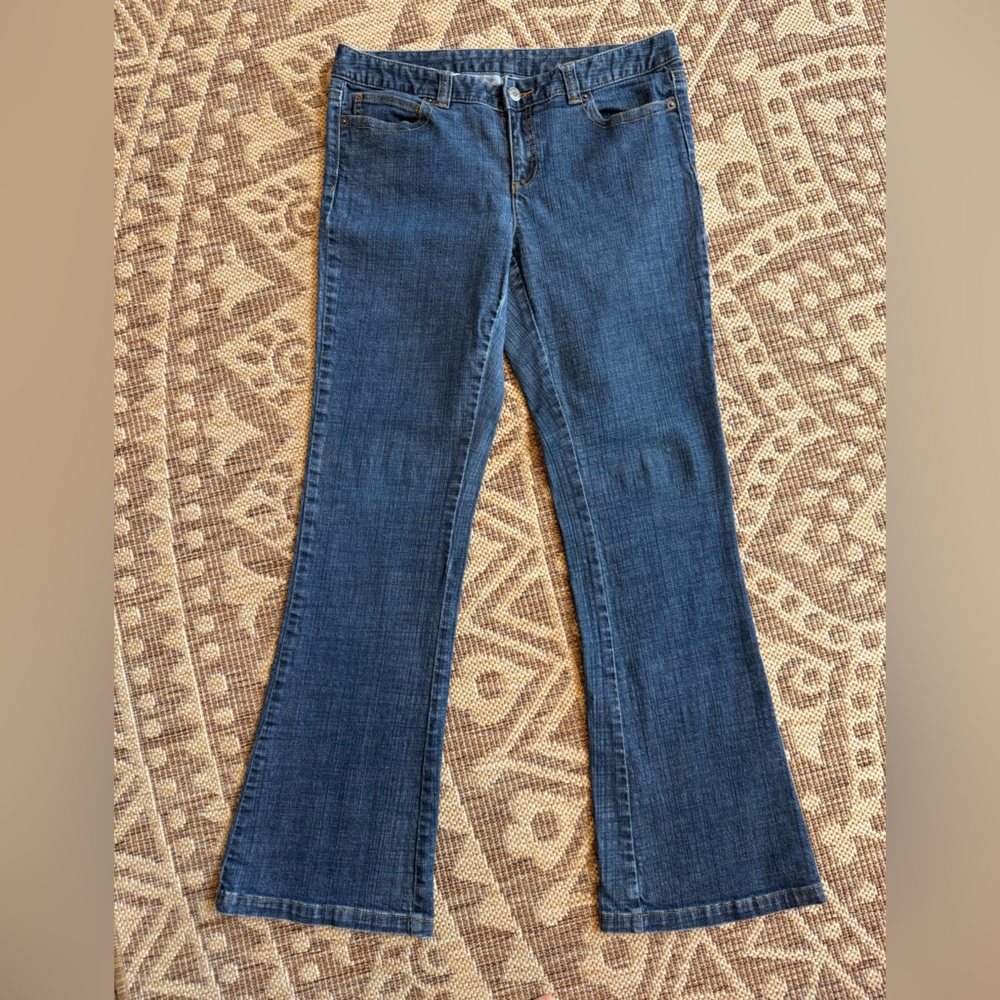 MICHAEL KORS Women's Sz 8 Flare Flap Pocket Stretch Dark Denim Low Rise Jeans